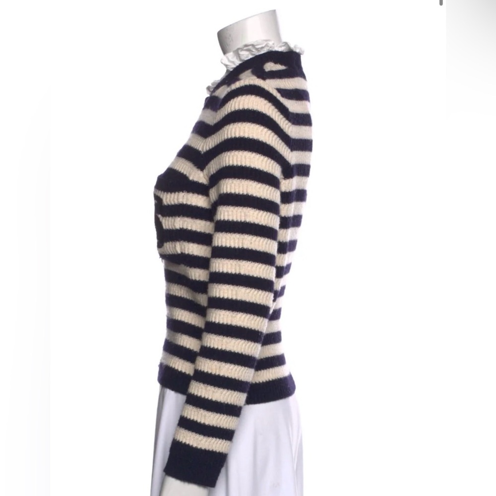 Sandro Navy and Cream Striped Cardigan - Picture 2 of 7